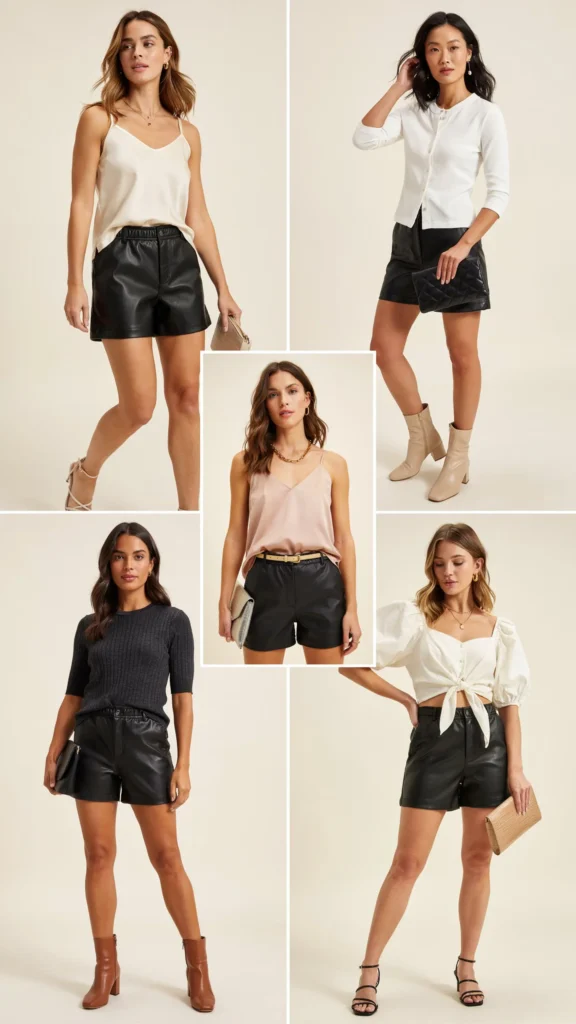 Date-Night Blouse with Leather Shorts