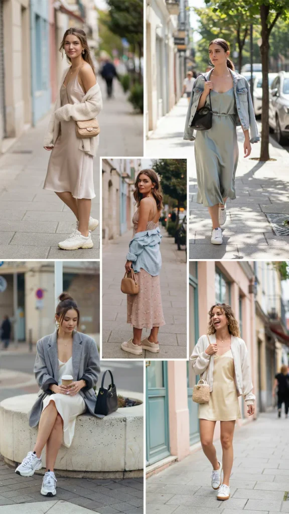 Casual Slip Dress with Sneakers